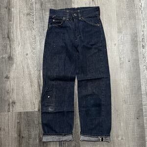 VTG JCPenney Foremost Kids Youth Denim Jeans Dark Wash Selvedge Repaired 22x22.5
